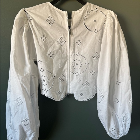 GANNI Broderie Anglaise Cotton Blouse Size 34 (X Small) - Picture 4 of 7